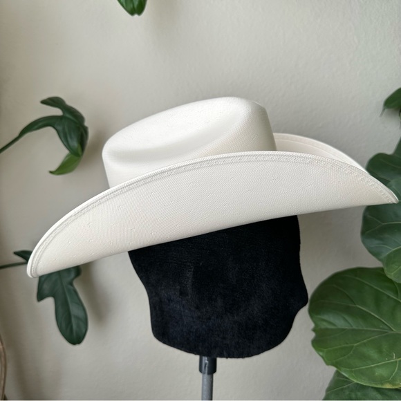 Old Stone cowboy hat straw tan western gold silver band 100x - Picture 9 of 12